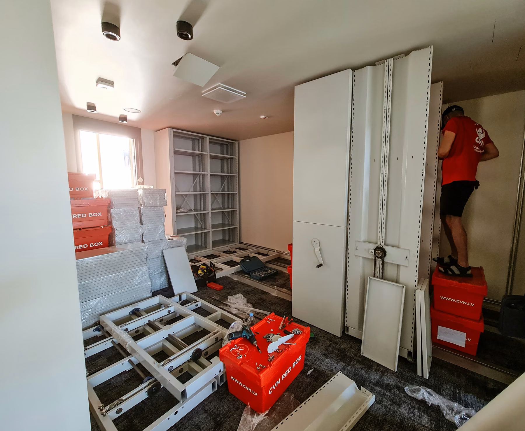 Assembling office cabinets