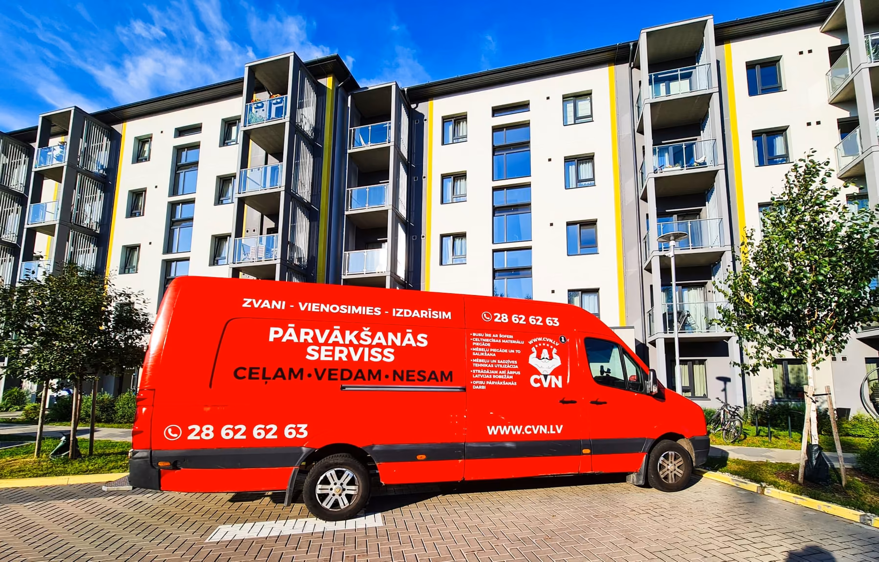 CVN van at a new apartment building