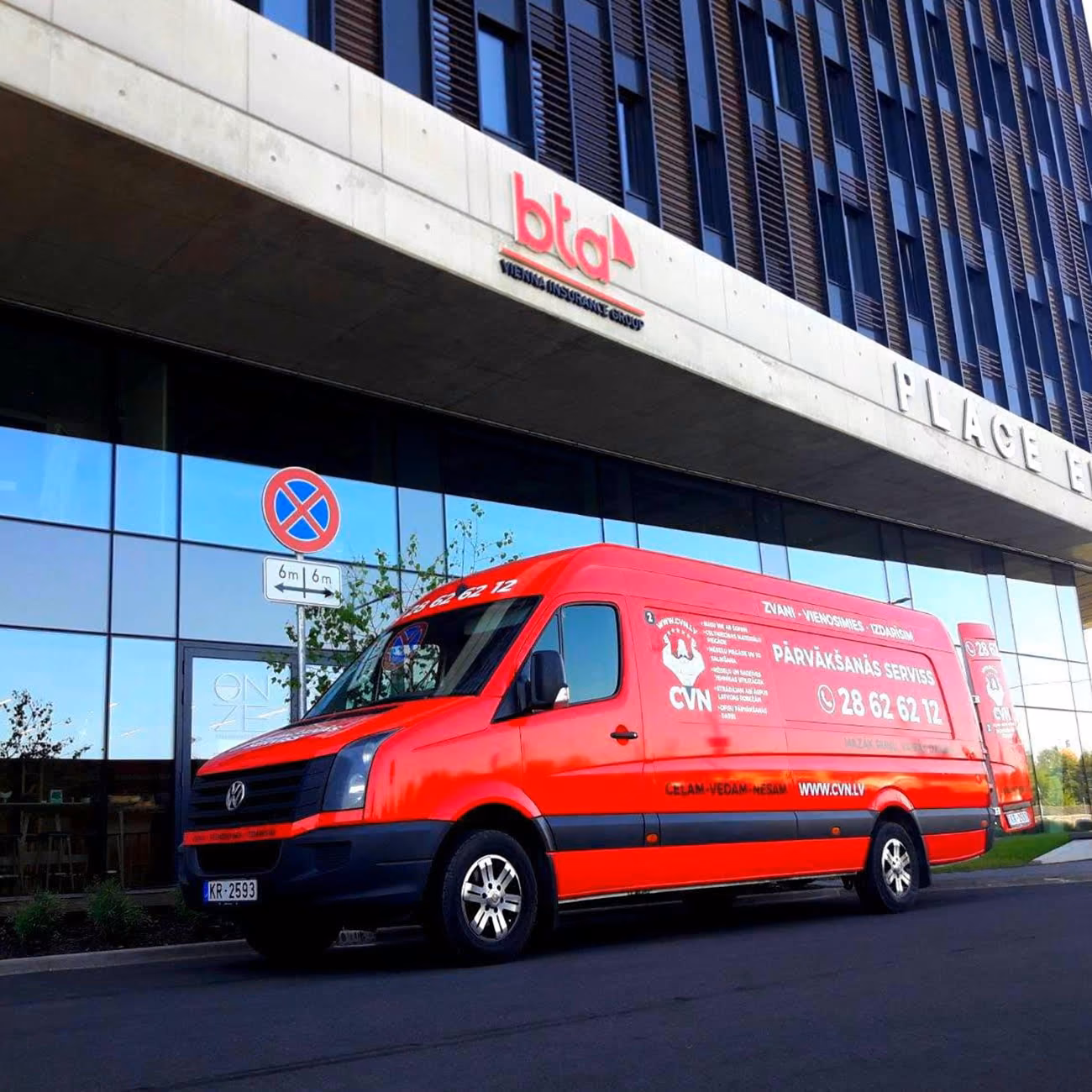 CVN van at an office building